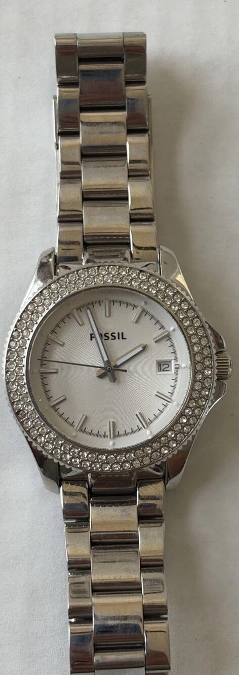 Fossil white Stainless Steel Womens Watch Rhinestones AM-4452